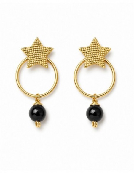 AROS BAÑADOS EN ORO PIEDRA NEGRA