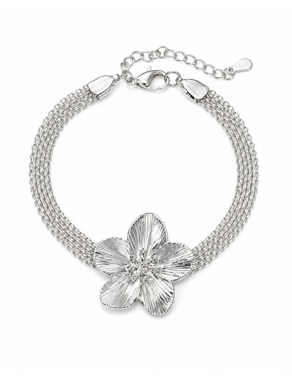 PULSERA BAÑADA EN PLATA FLOR