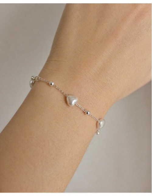 PULSERA BAÑADA EN PLATA CORAZON 2