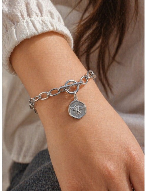 PULSERA BAÑADA EN PLATA ABEJA 2
