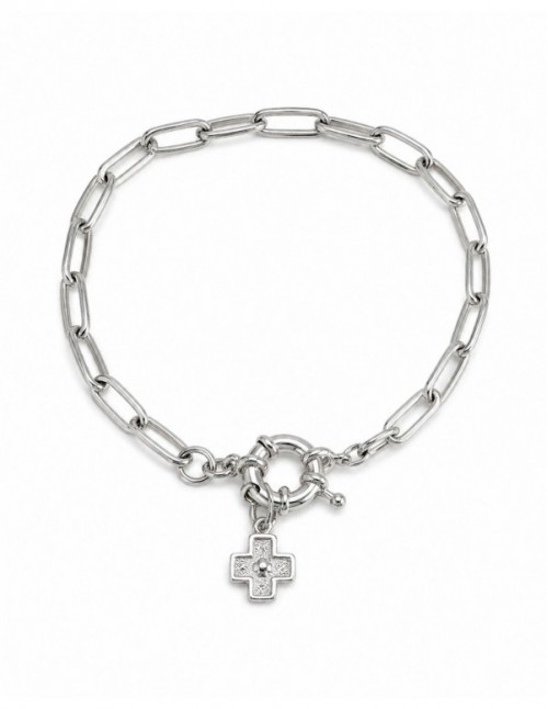PULSERA BAÑADA EN PLATA CRUZ