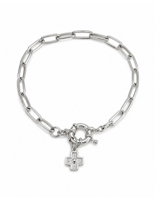 PULSERA BAÑADA EN PLATA CRUZ