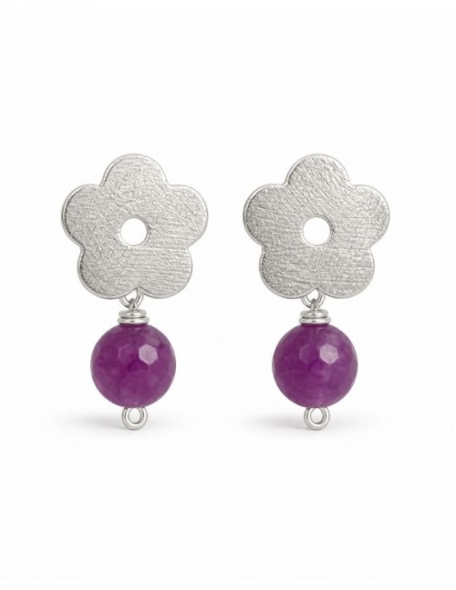 AROS BAÑADOS EN PLATA PIEDRA MORADA