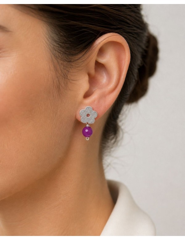 AROS BAÑADOS EN PLATA PIEDRA MORADA