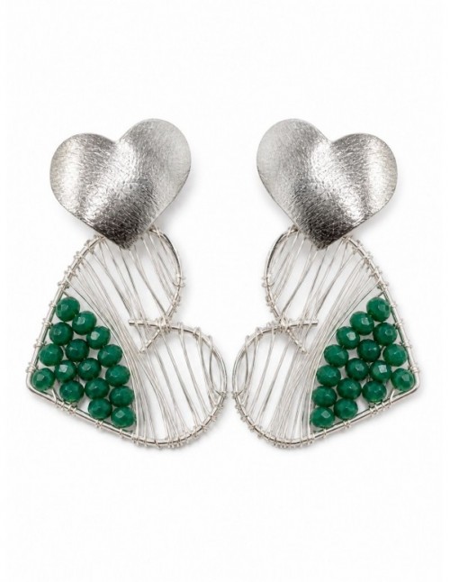 AROS BAÑADOS EN PLATA CRISTAL VERDE