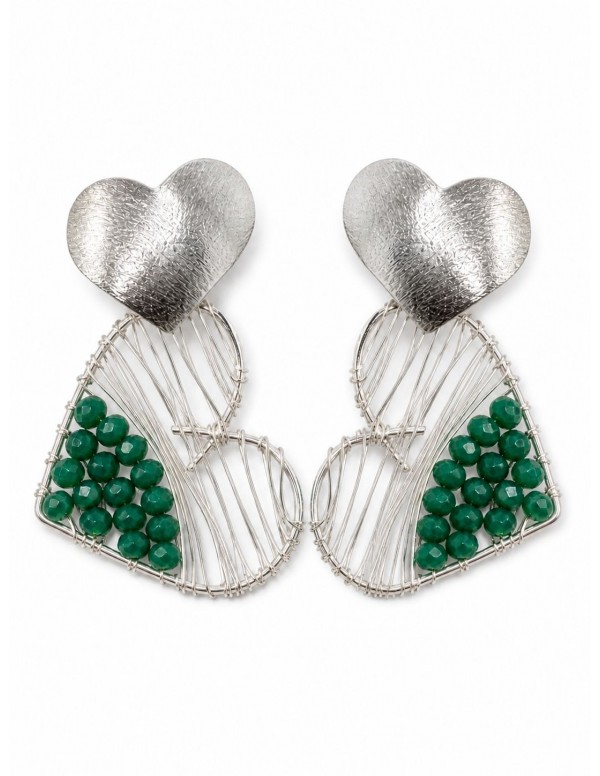 AROS BAÑADOS EN PLATA CRISTAL VERDE