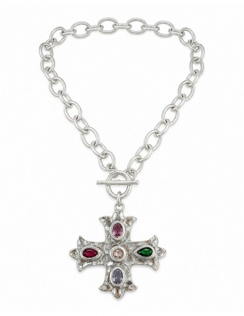 COLLAR BAÑADO EN PLATA CRUZ