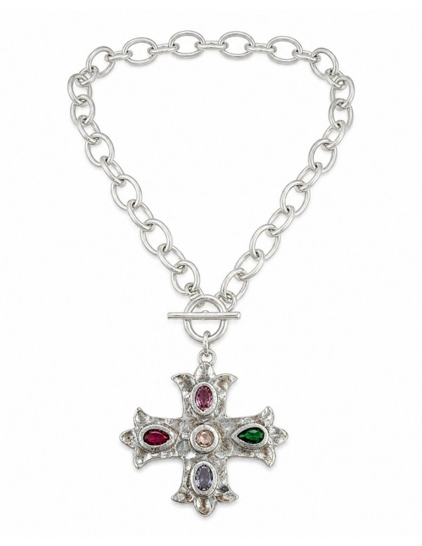 COLLAR BAÑADO EN PLATA CRUZ