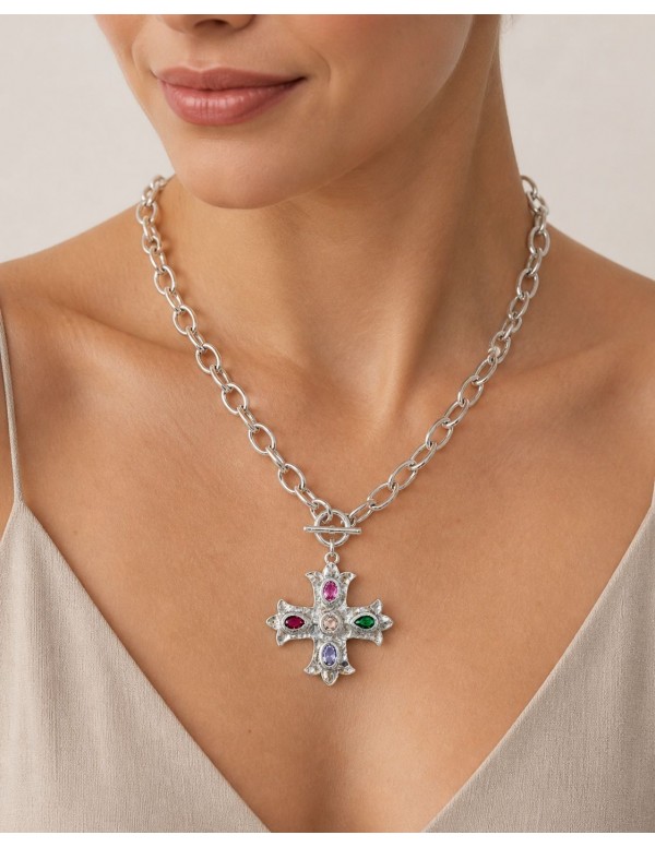 COLLAR BAÑADO EN PLATA CRUZ
