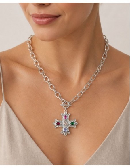 COLLAR BAÑADO EN PLATA CRUZ