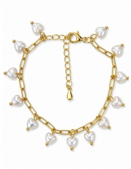 PULSERAS BAÑADAS EN ORO CORAZON BLANCO