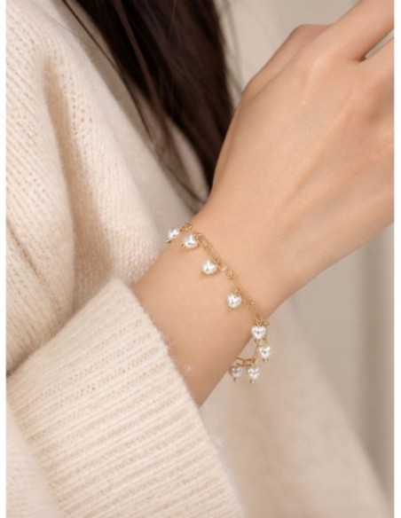 PULSERAS BAÑADAS EN ORO CORAZON BLANCO