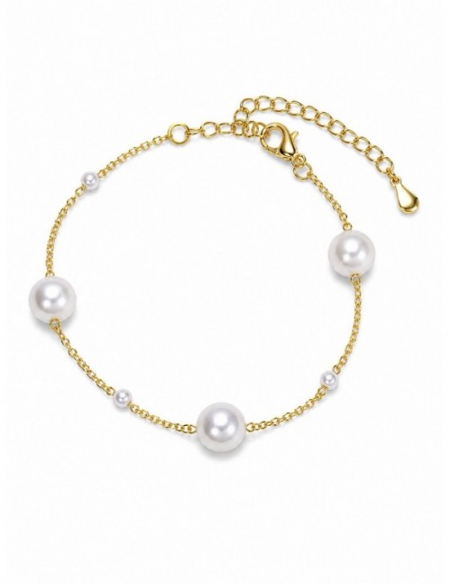 PULSERAS BAÑADAS EN ORO PIEDRA BLANCA