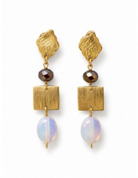 AROS BAÑADOS EN ORO PIEDRA BLANCA
