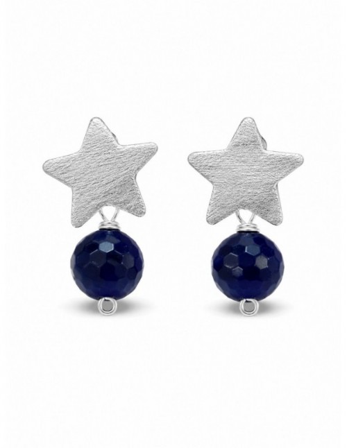AROS BAÑADOS EN PLATA PIEDRA AZUL