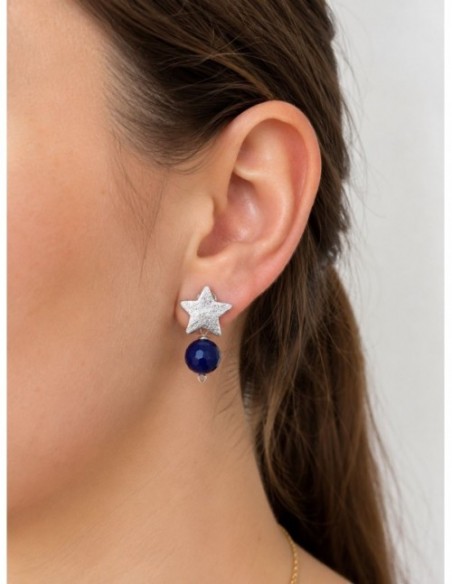 AROS BAÑADOS EN PLATA PIEDRA AZUL