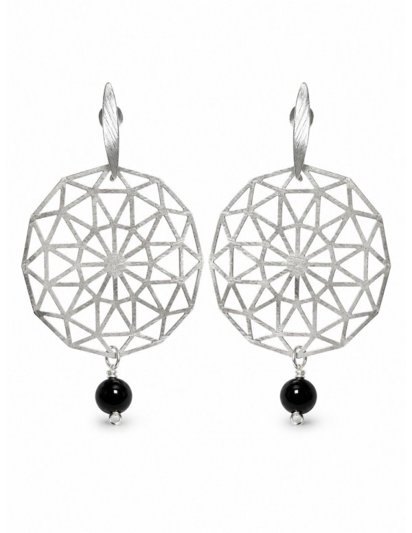 AROS BAÑADOS EN PLATA PIEDRA NEGRA