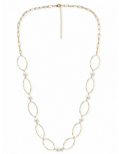 COLLAR BAÑO DE ORO PIEDRA BLANCA