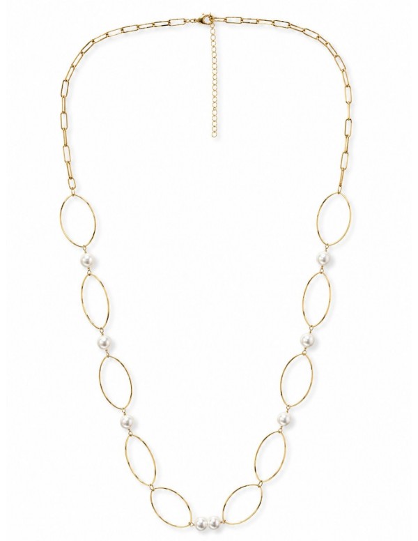 COLLAR BAÑO DE ORO PIEDRA BLANCA
