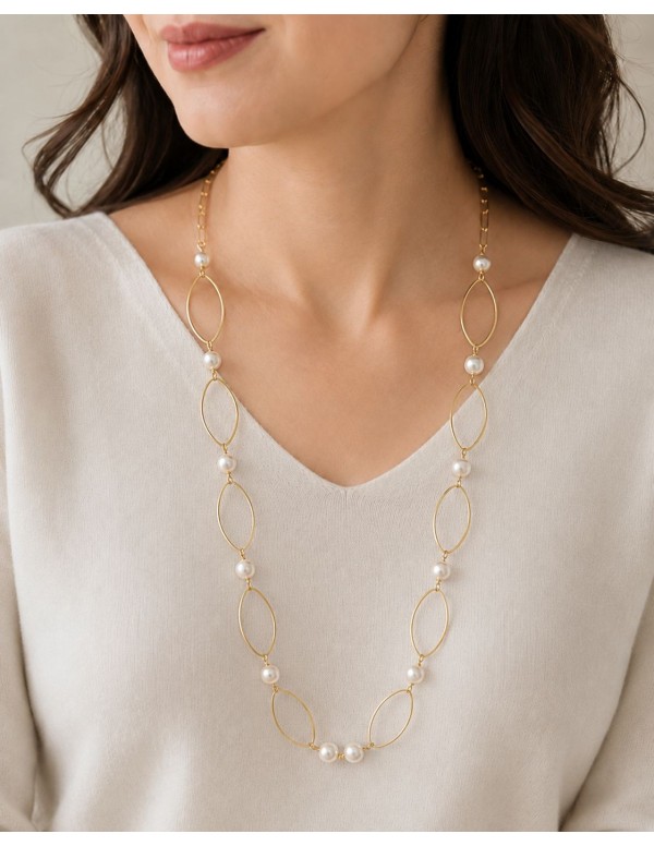COLLAR BAÑO DE ORO PIEDRA BLANCA
