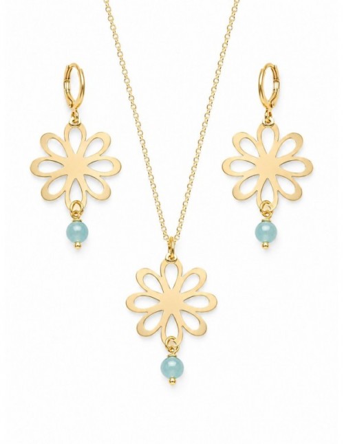 CONJUNTO BAÑADO EN ORO FLOR