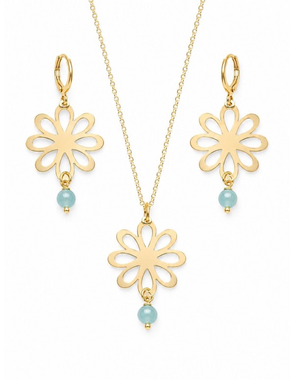 CONJUNTO BAÑADO EN ORO FLOR