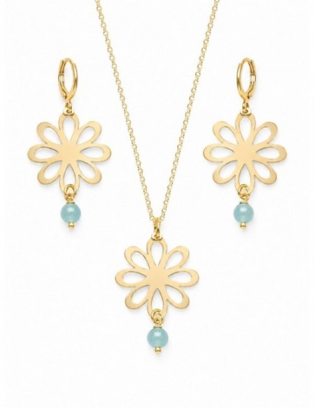 CONJUNTO BAÑADO EN ORO FLOR