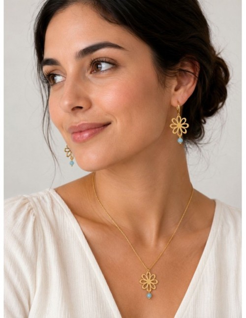 CONJUNTO BAÑADO EN ORO FLOR 2