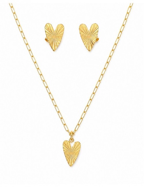 CONJUNTO BAÑADO EN ORO CORAZON COLLAR 55CMS