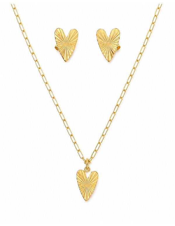 CONJUNTO BAÑADO EN ORO CORAZON COLLAR 55CMS