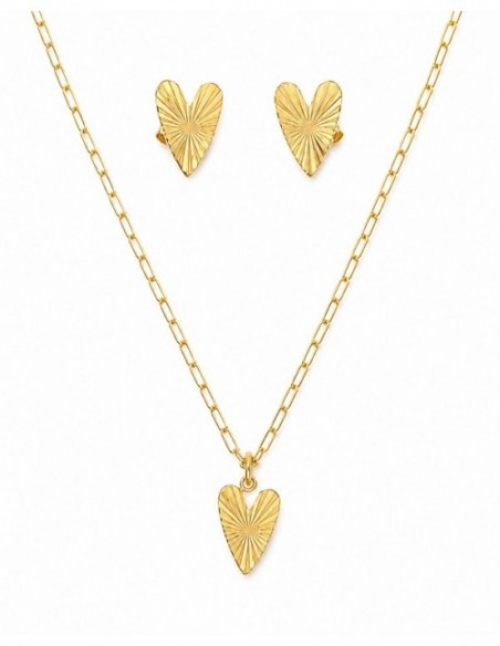 CONJUNTO BAÑADO EN ORO CORAZON COLLAR 55CMS
