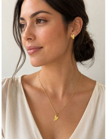CONJUNTO BAÑADO EN ORO CORAZON COLLAR 55CMS