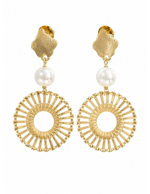 AROS BAÑADOS EN ORO PERLA SHELL