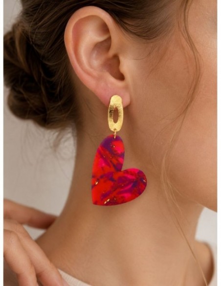 AROS BAÑADOS EN ORO ARCILLA POLIMERICA ROJA