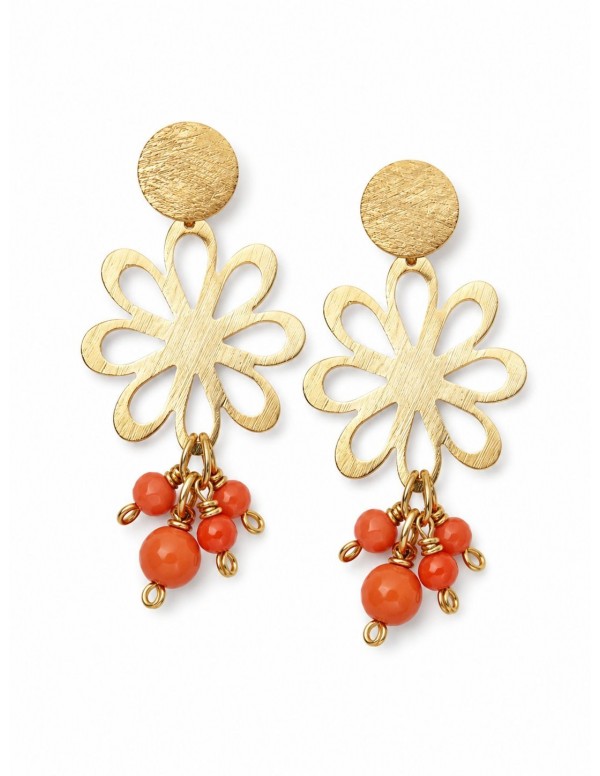 AROS BAÑADOS EN ORO PIEDRAS NARANJAS