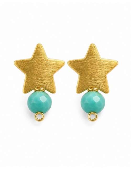 AROS BAÑADOS EN ORO PIEDRA TURQUESA