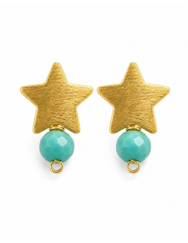 AROS BAÑADOS EN ORO PIEDRA TURQUESA