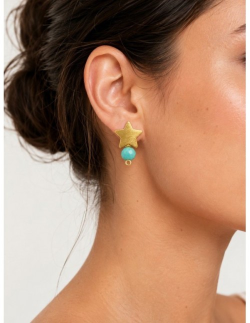 AROS BAÑADOS EN ORO PIEDRA TURQUESA 2