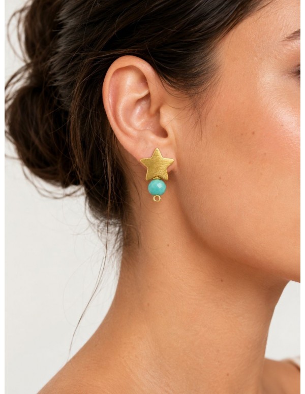 AROS BAÑADOS EN ORO PIEDRA TURQUESA