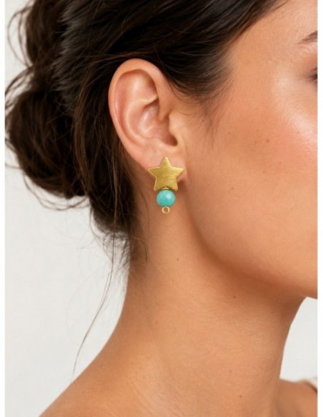 AROS BAÑADOS EN ORO PIEDRA TURQUESA