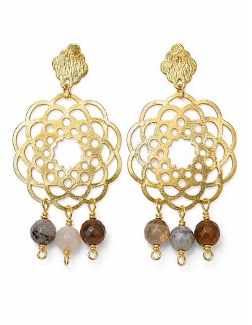 AROS BAÑADOS EN ORO PIEDRA
