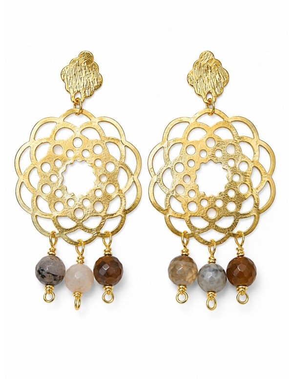 AROS BAÑADOS EN ORO PIEDRA
