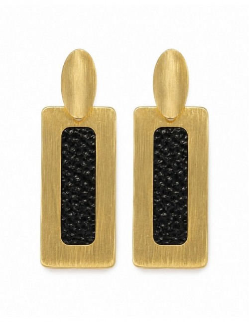 AROS BAÑADOS EN ORO CUERO NEGRO