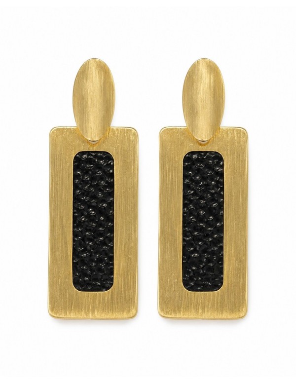 AROS BAÑADOS EN ORO CUERO NEGRO