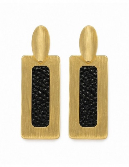 AROS BAÑADOS EN ORO CUERO NEGRO