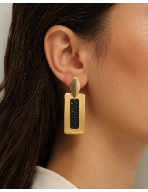 AROS BAÑADOS EN ORO CUERO NEGRO 2