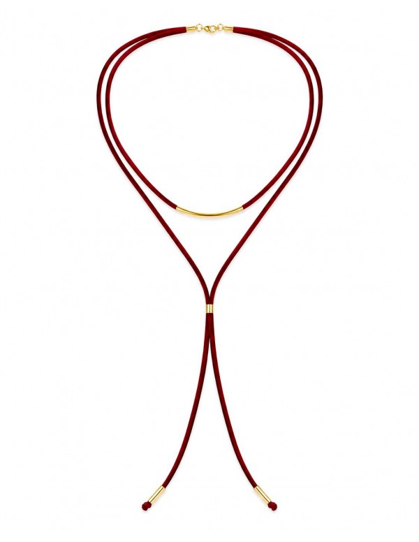 COLLAR BAÑADO EN ORO GAMUZA ROJA