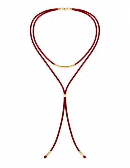 COLLAR BAÑADO EN ORO GAMUZA ROJA