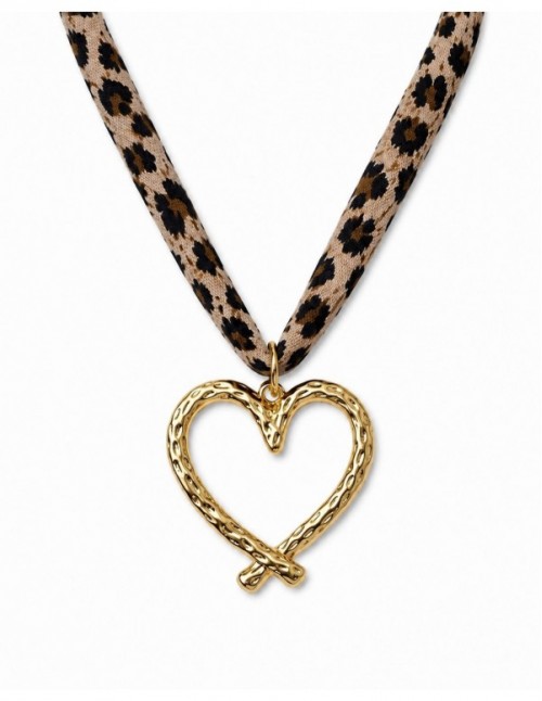 COLLAR BAÑADO EN ORO ANIMAL PRINT CORAZON