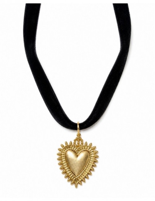 COLLAR BAÑADO EN ORO NEGRO CORAZON